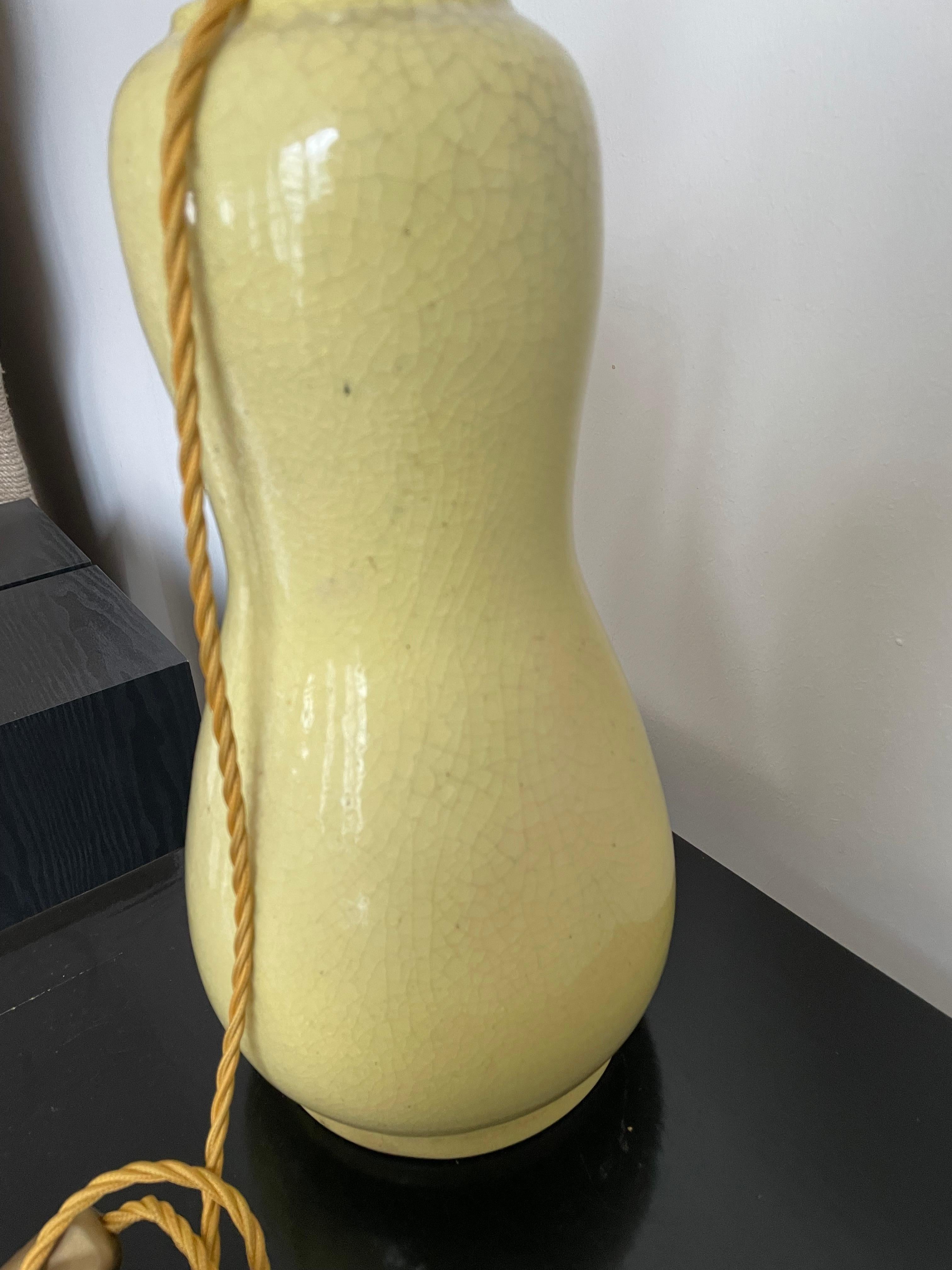 Table Light of Ernestine of Salerno, Majolica Ceramic in Primrose Yellow For Sale 3