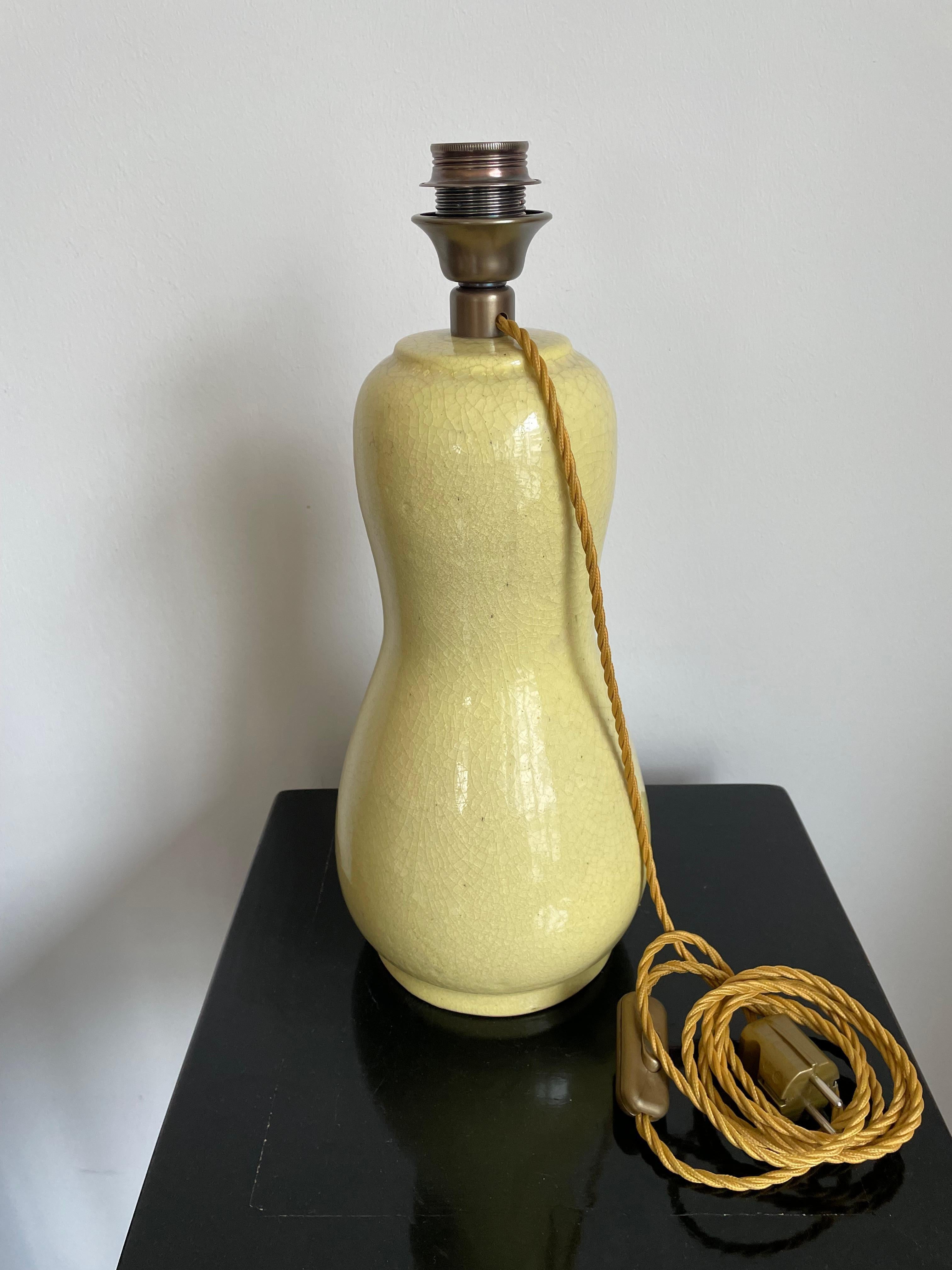 Table Light of Ernestine of Salerno, Majolica Ceramic in Primrose Yellow For Sale 5