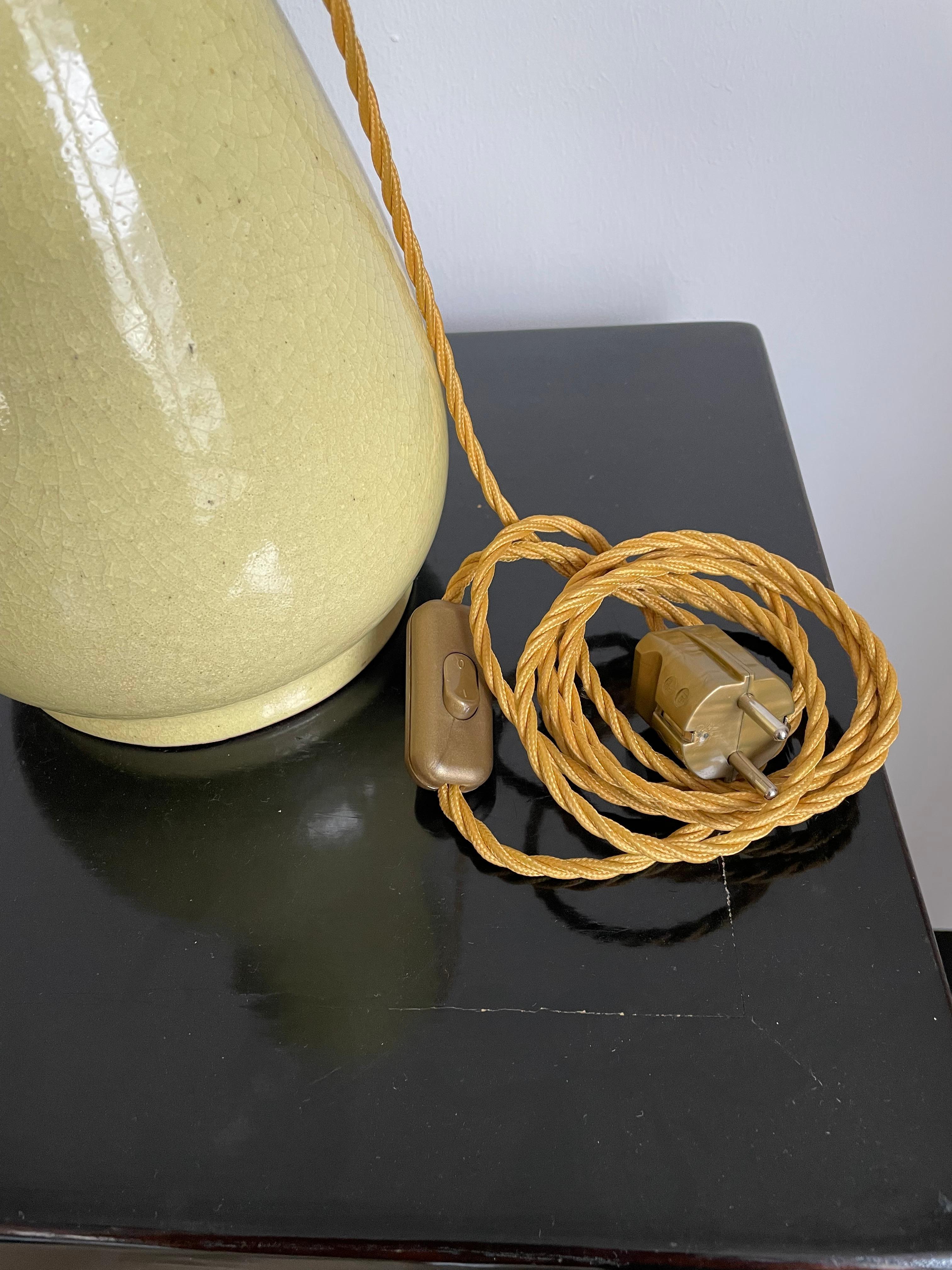 Italian Table Light of Ernestine of Salerno, Majolica Ceramic in Primrose Yellow For Sale