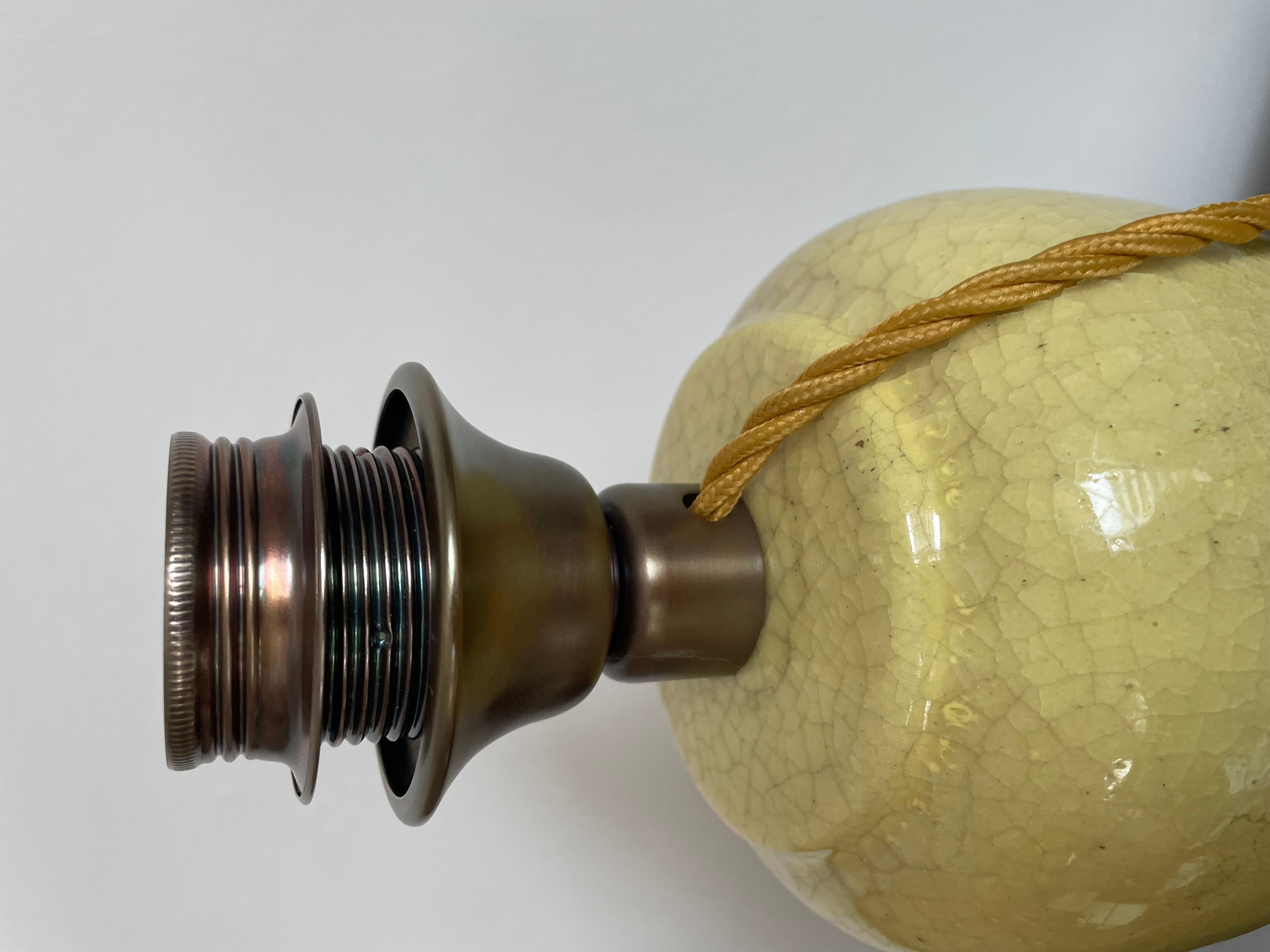 Glazed Table Light of Ernestine of Salerno, Majolica Ceramic in Primrose Yellow For Sale