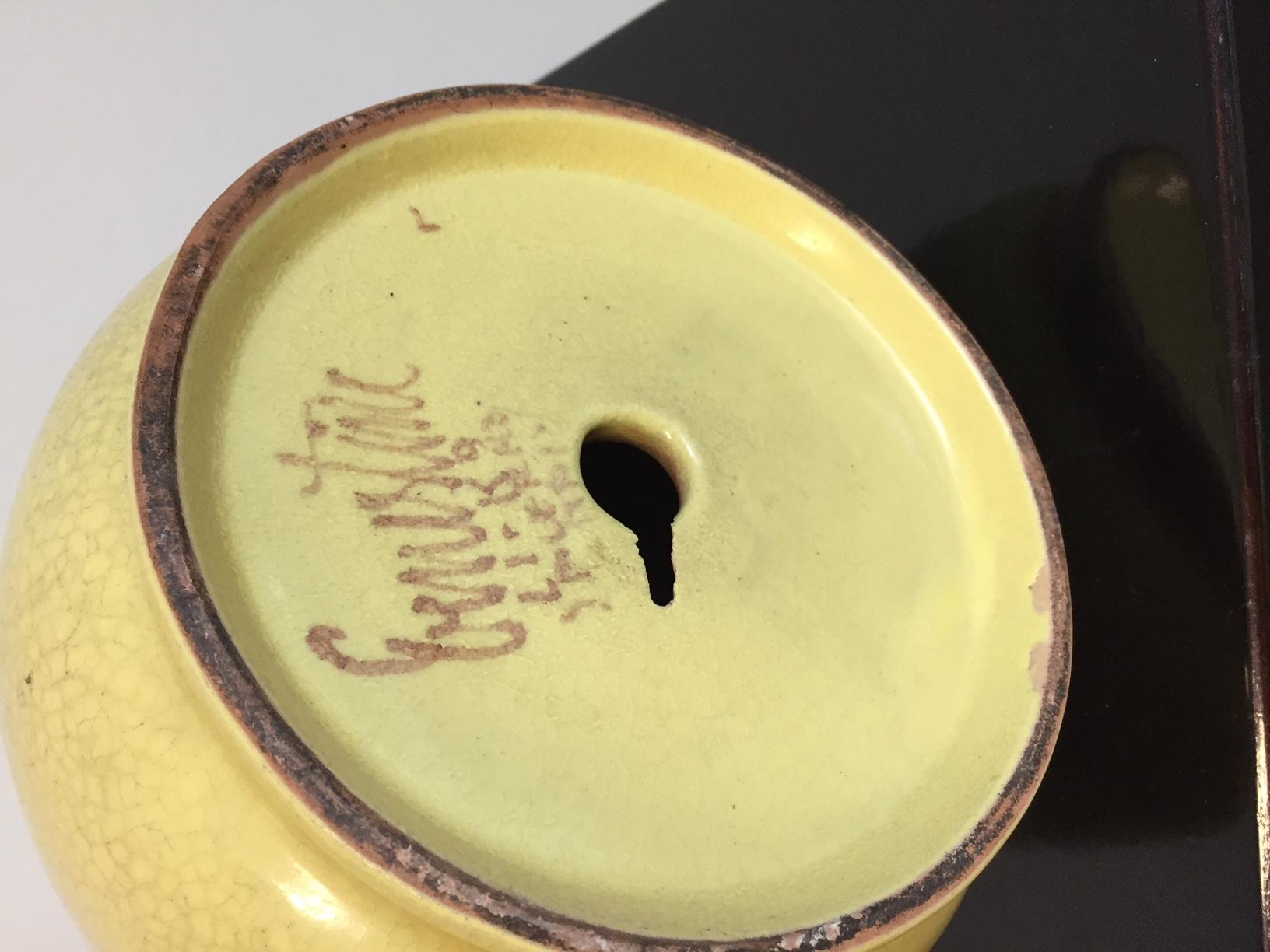 Table Light of Ernestine of Salerno, Majolica Ceramic in Primrose Yellow For Sale 1
