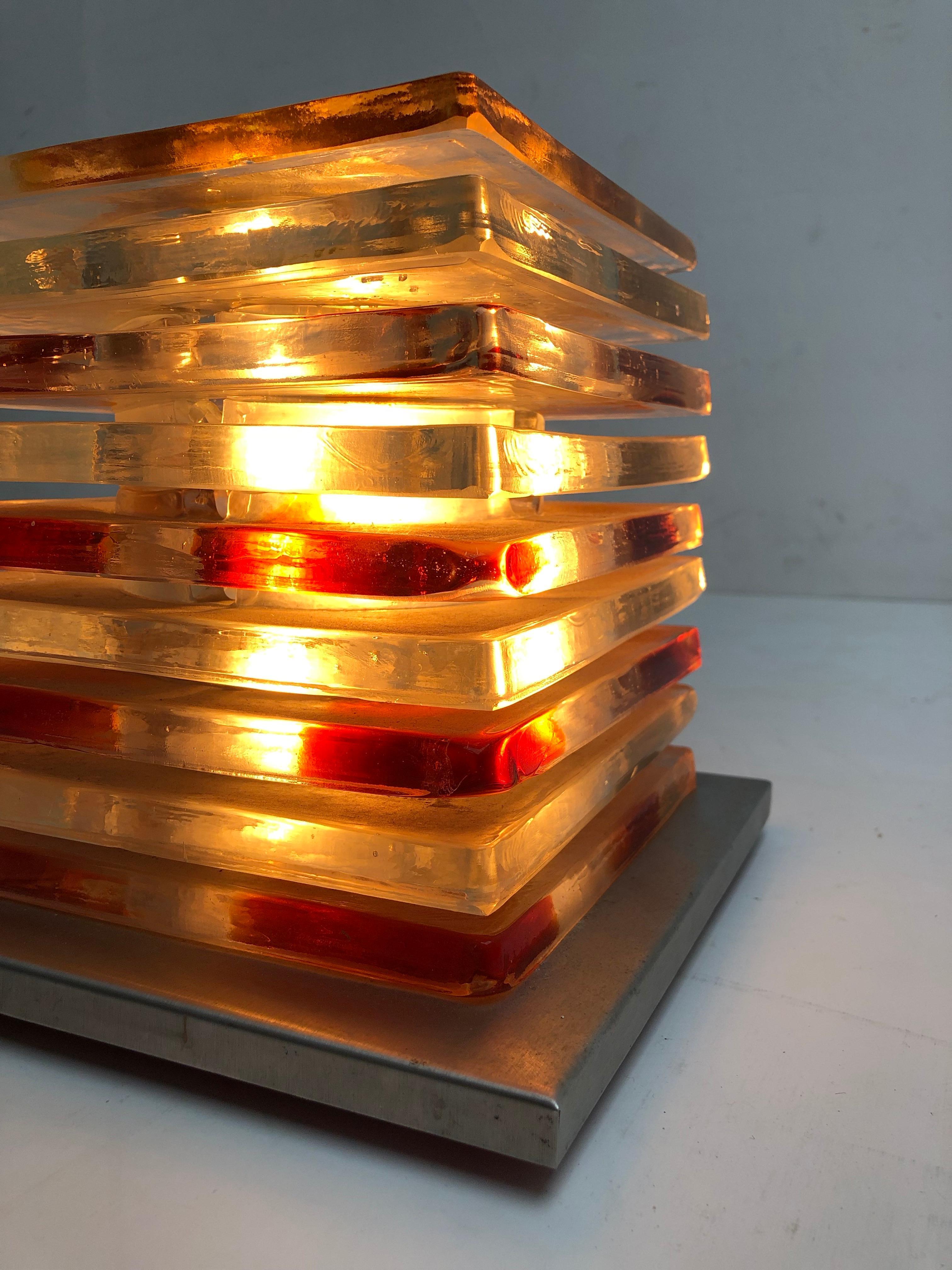 Acier inoxydable Sculpture lumineuse d'Albano Poli pour Poliarte, Italie, 1970