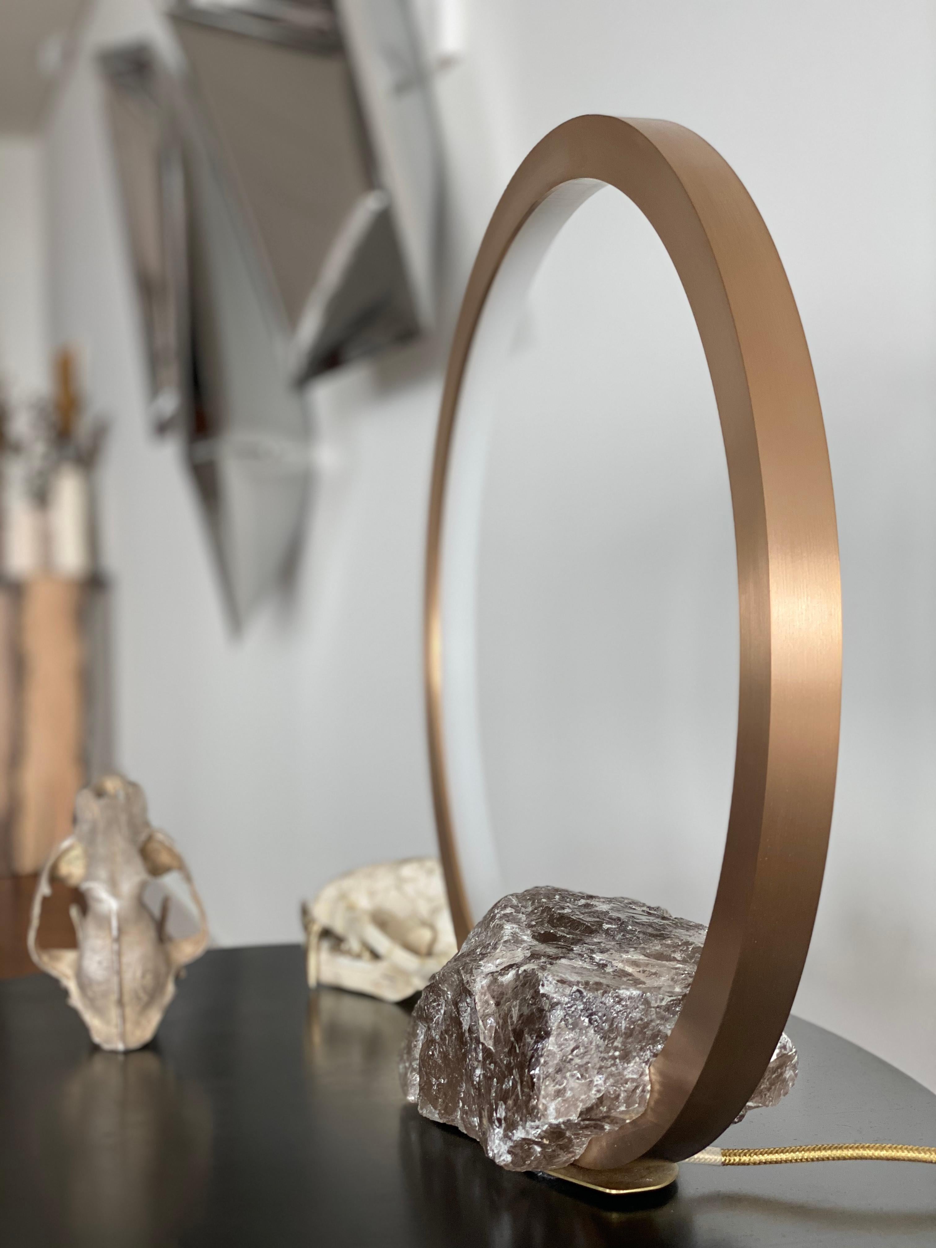 Modern Table Light Sculpture in Brass with Quartz Base, Portal 450 by Christopher Boots For Sale