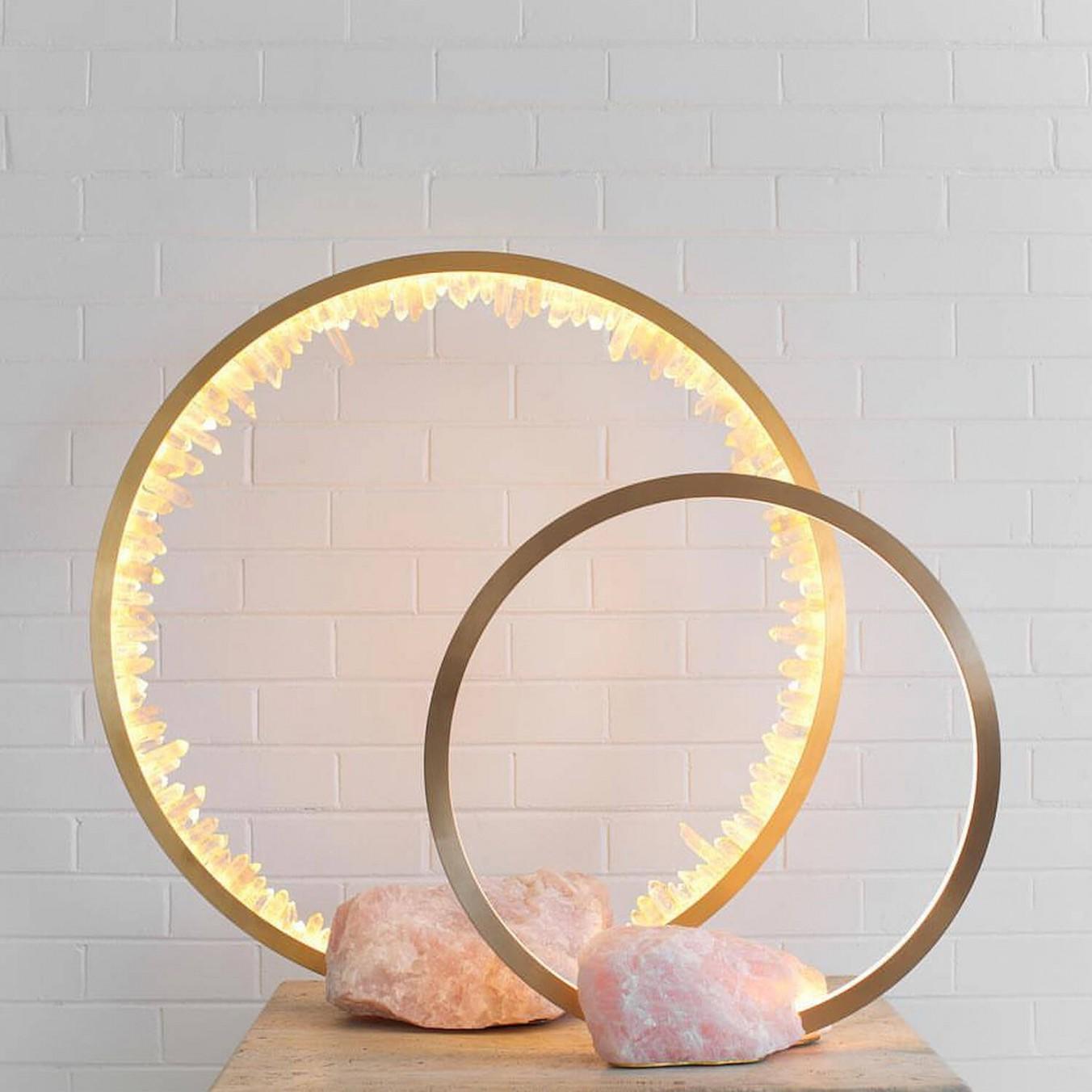 Table Light Sculpture in Brass with Quartz Base, Portal 600 by Christopher Boots In New Condition For Sale In Warsaw, PL