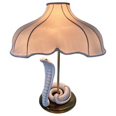 Table light with ceramic cobra designed by Italian manufacturer Ahura, 1960s