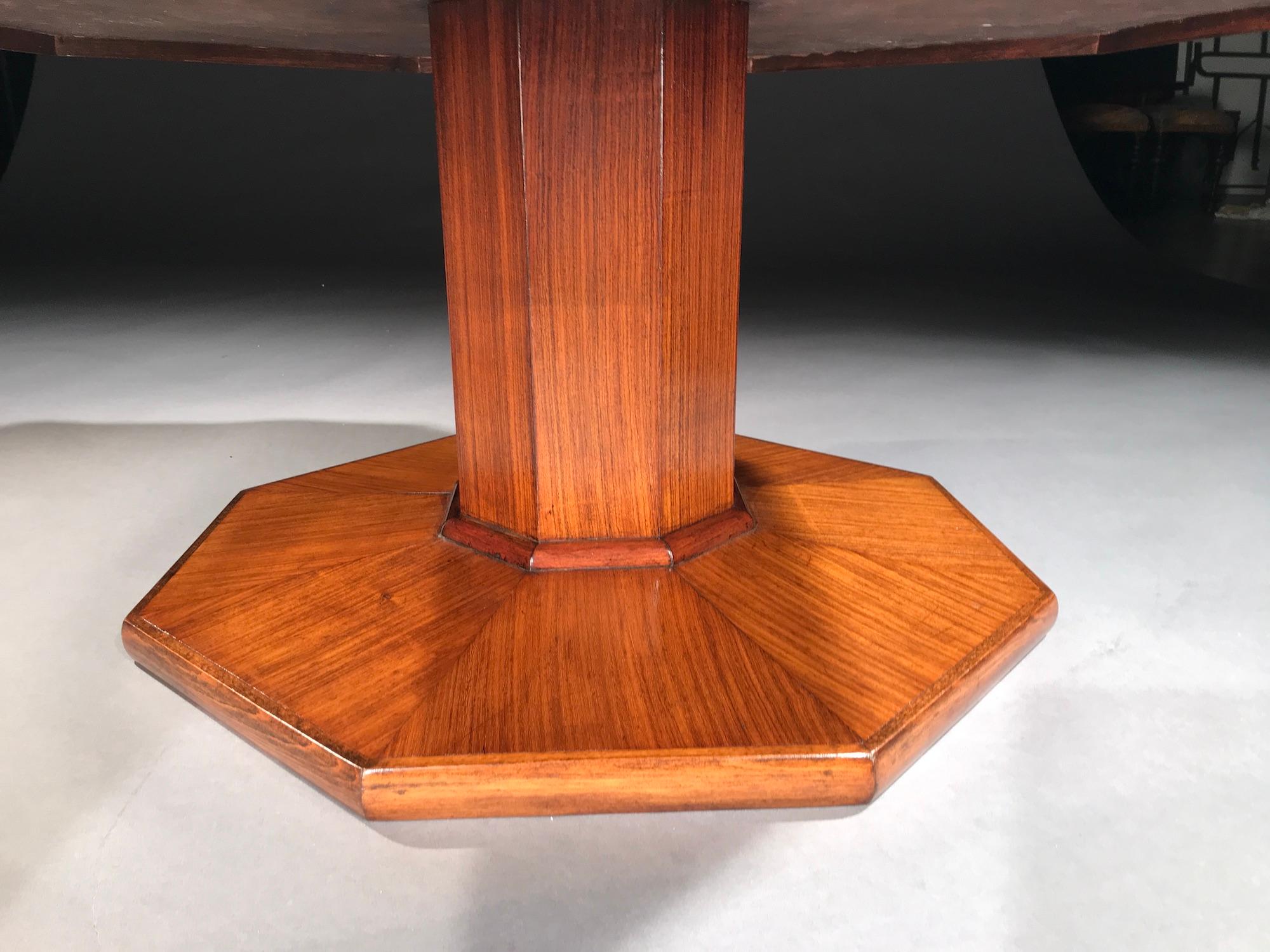 Table Low Sofa Coffee Octagonal Pedestal Art Deco Teak Bookmatched Moulded Heals For Sale 2