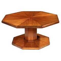Table Low Sofa Coffee Octagonal Pedestal Art Deco Teak Bookmatched Moulded Heals