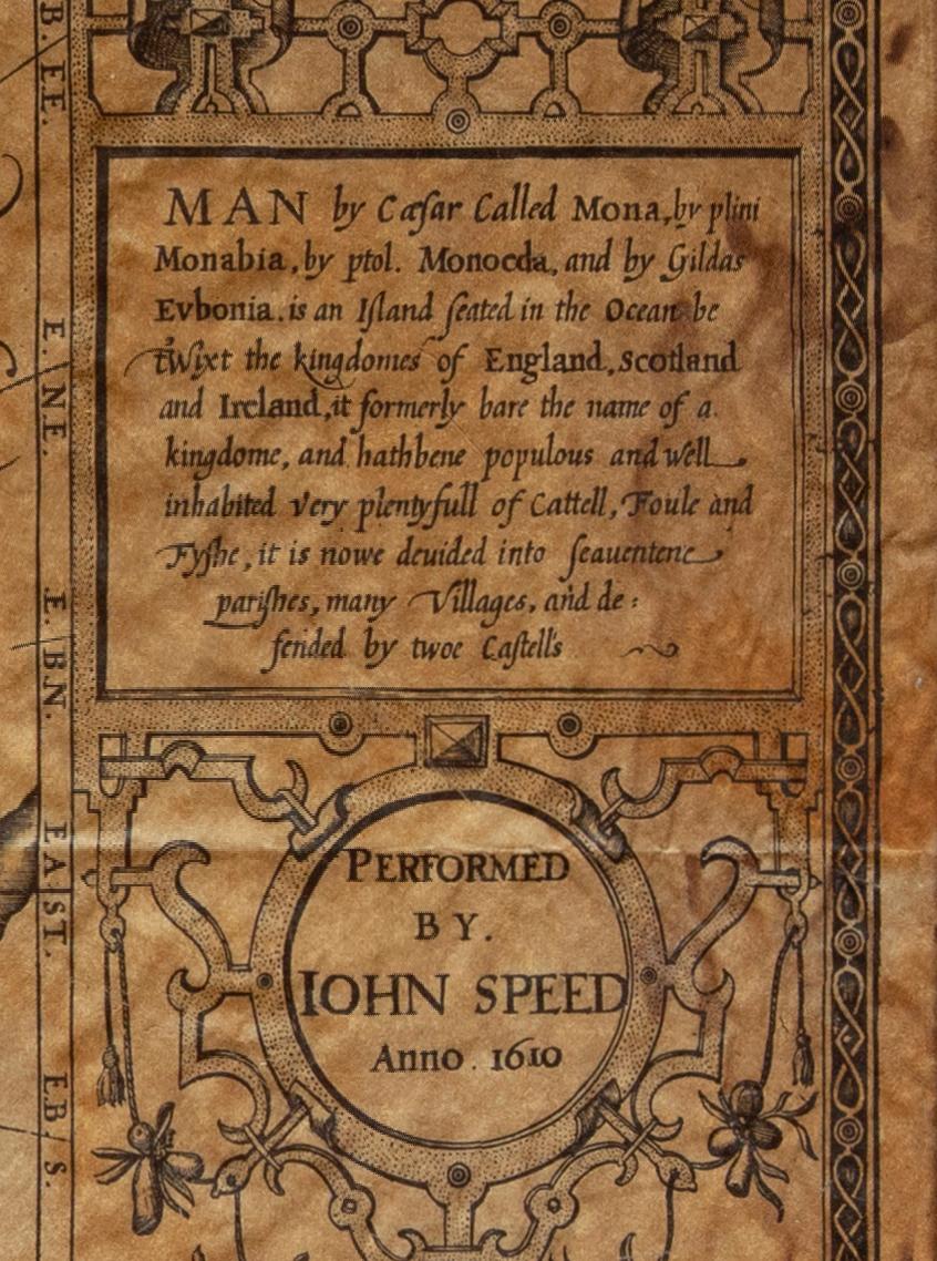 Table basse canapé vintage des années 1950 Map Isle of Man John Speed 1610 Thomas Durham 1595 Bon état - En vente à BUNGAY, SUFFOLK
