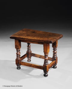 Table Low Walnut Small Spanish Baroque Ball Bobbin 24.5" long, 20" high