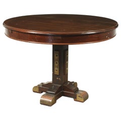 Table en placage d'acajou et de laiton, Italie, années 1950-1960