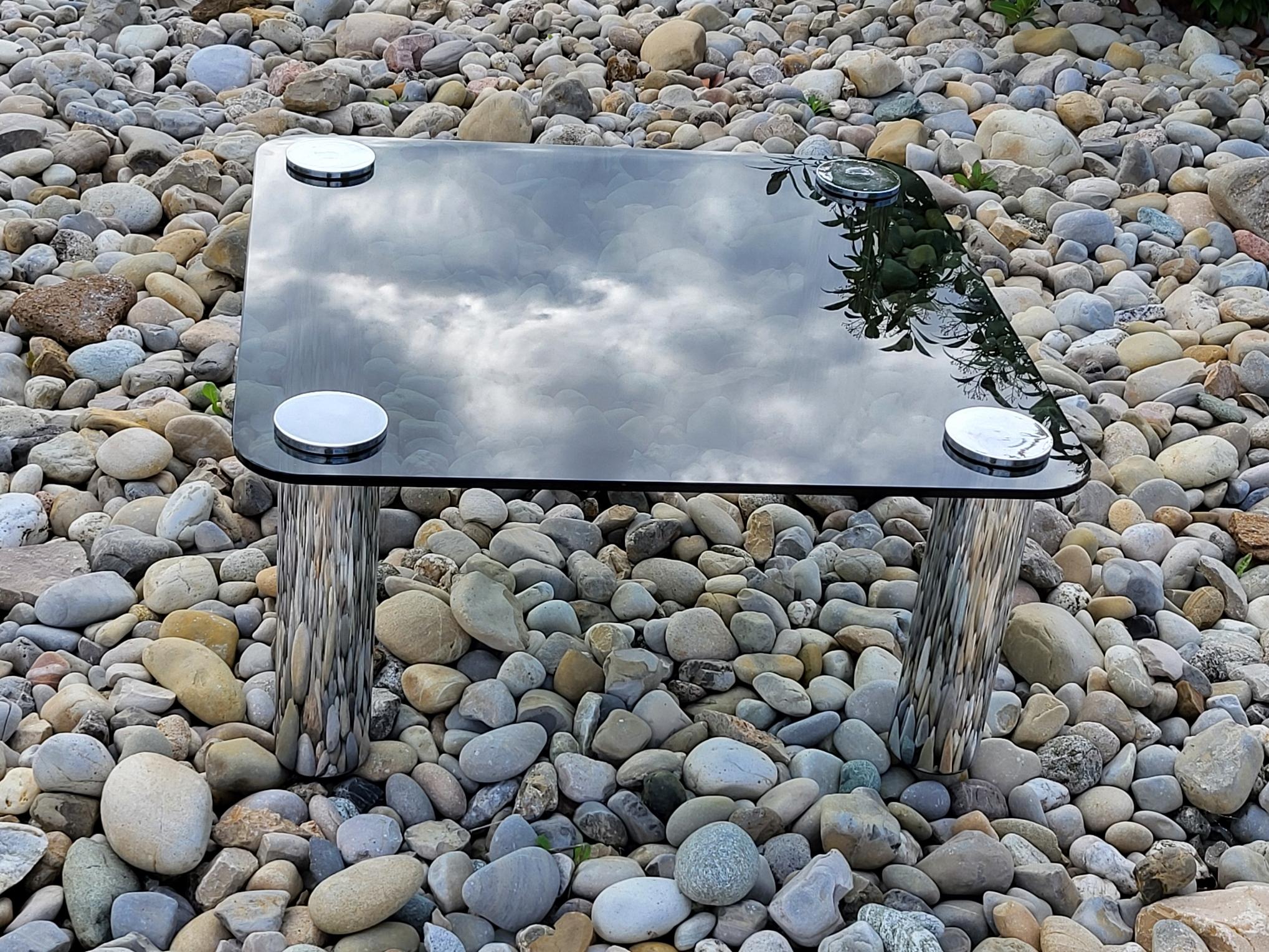 Tisch MARCUSO par Zanotta Designer Marco ZANUSO en verre pieds inox, Italien 1970 im Angebot 6