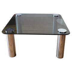 Table MARCUSO par Zanotta Designer Marco ZANUSO en verre pieds inox Italy 1970