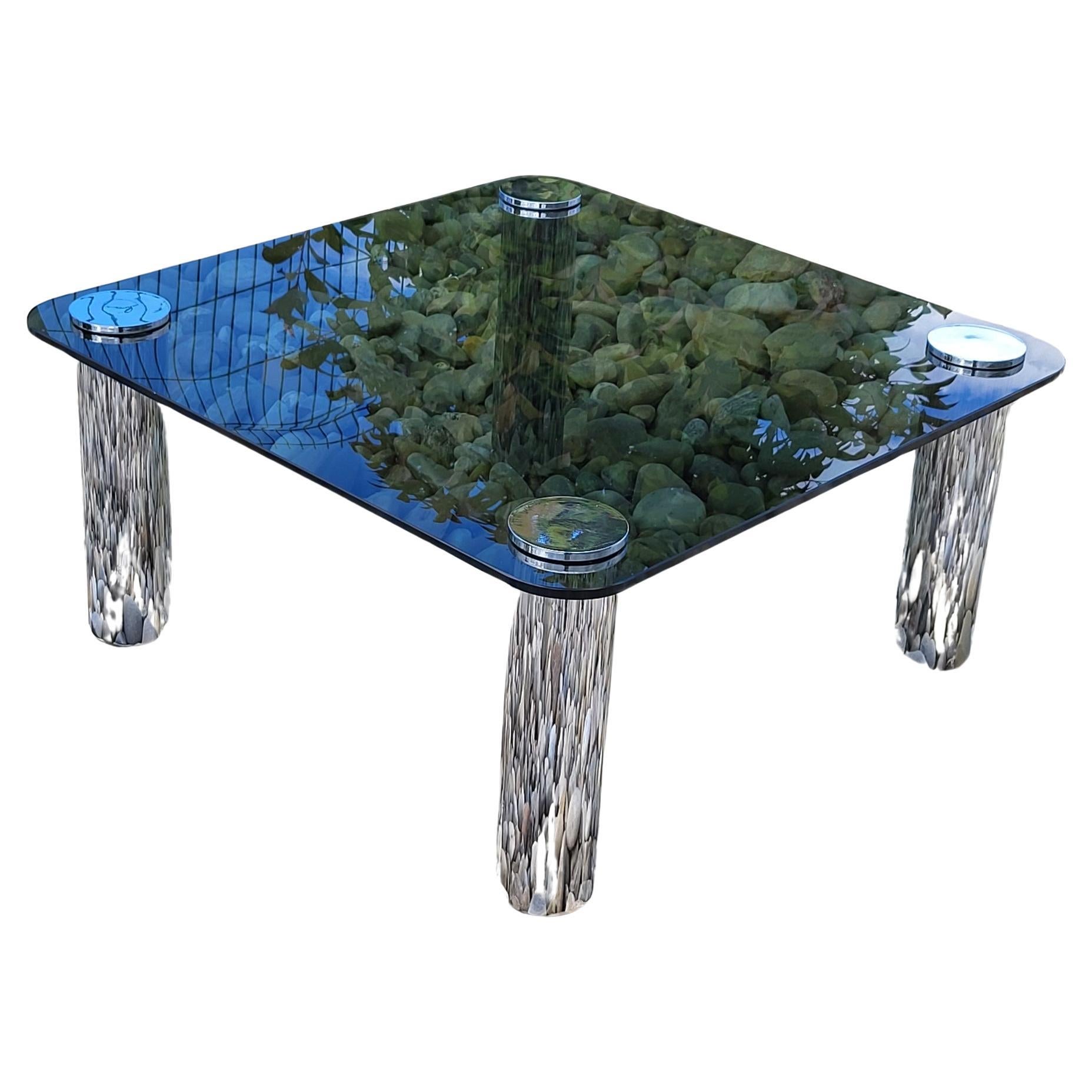 Tisch MARCUSO par Zanotta Designer Marco ZANUSO en verre pieds inox, Italien 1970 (Moderne der Mitte des Jahrhunderts) im Angebot
