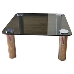 Tisch MARCUSO par Zanotta Designer Marco ZANUSO en verre pieds inox, Italien 1970