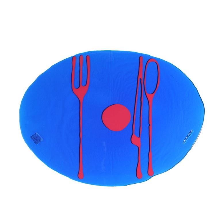 Set of 4 Table Mates Placemats in Blue and Matt Fuchsia by Gaetano Pesce For Sale