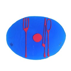 Set of 4 Table Mates Placemats in Blue and Matt Fuchsia by Gaetano Pesce