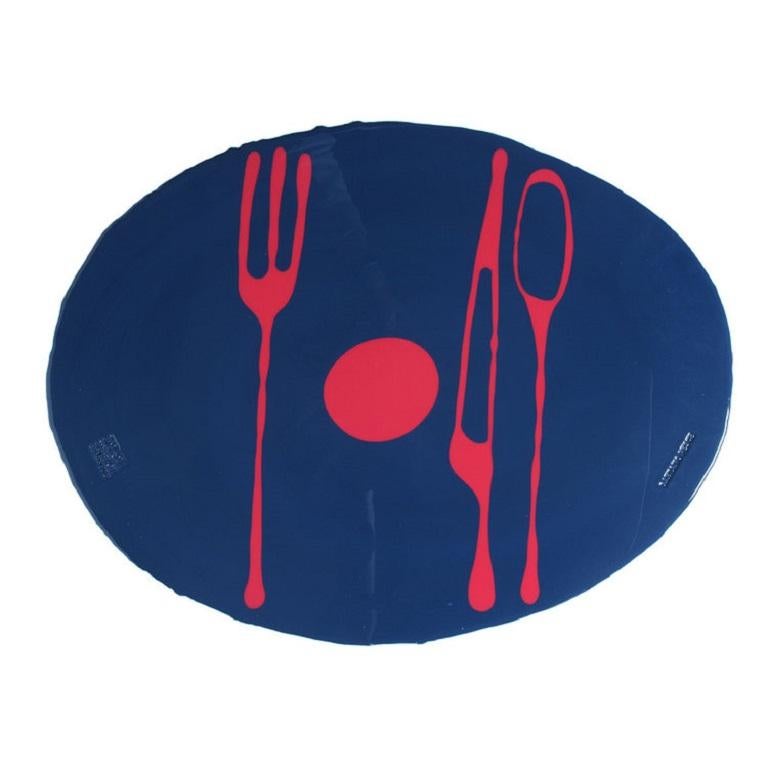 Set of 4 Table Mates Placemats in Blue Marine and Fuchsia by Gaetano Pesce For Sale