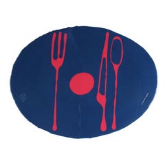 Ensemble de 4 mates de table en bleu marine et fuchsia de Gaetano Pesce