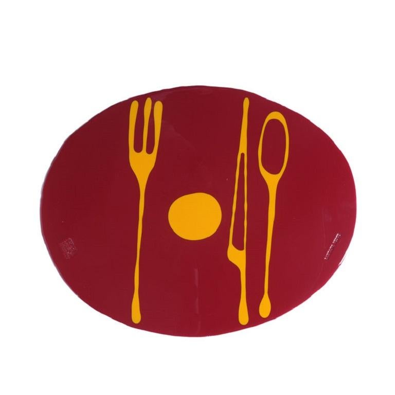 Set of 4 Table Mates Placemats in Bordeaux and Yellow by Gaetano Pesce For Sale