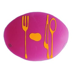 Ensemble de 4 mates de table en fuchsia et jaune transparent de Gaetano Pesce