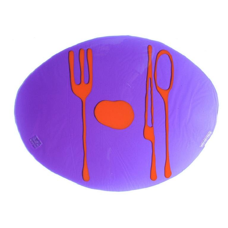 Set of 4 Table Mates Placemats in Clear Purple and Matt Orange by Gaetano Pesce For Sale