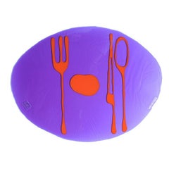 Set of 4 Table Mates Placemats in Clear Purple and Matt Orange by Gaetano Pesce