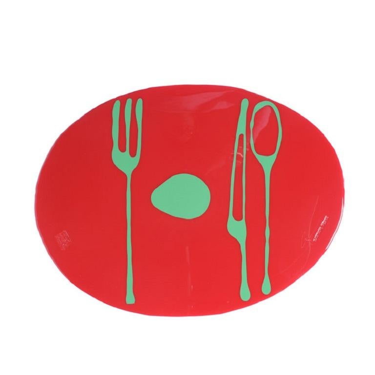 Satz von 4 Tischmates-Tischmatten in Rot und Grün von Gaetano Pesce