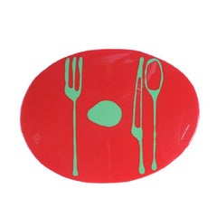 Ensemble de 4 mates de table rouges et verts de Gaetano Pesce