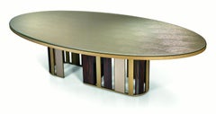 Table Metal Frame Champagne Finish and Polish Ebony Top Vetrite Customizable