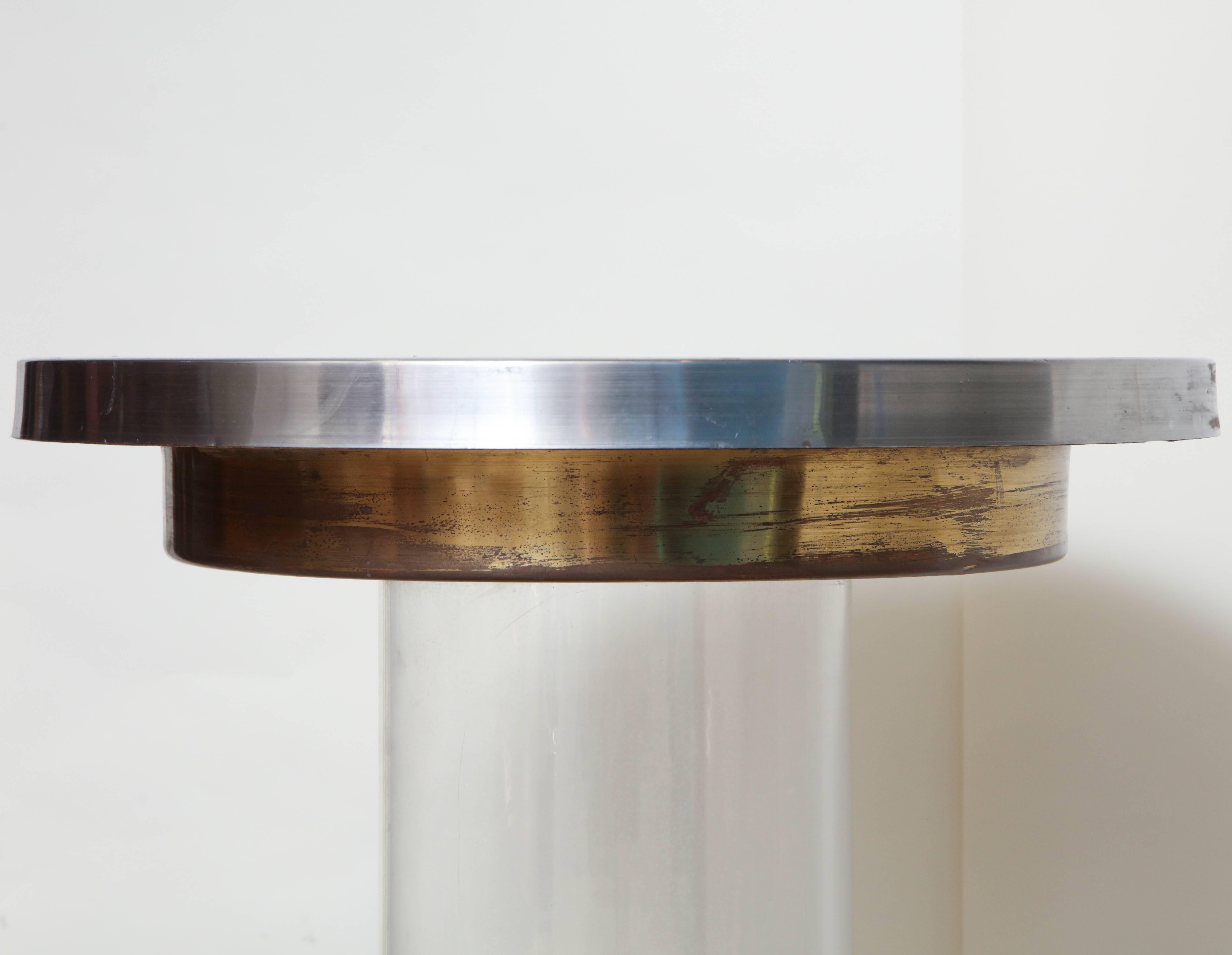 Table Mid-Century Modern Lucite Aluminum and Brass, 1970s 2