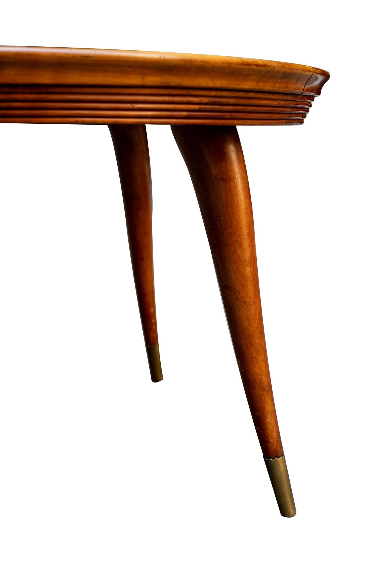 Mid-20th Century  Table Mid century Modern . Wood and Brass Round Italian Table 
