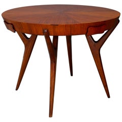 Table Midcentury Ico Parisi Attributed in Mahogany and Veneer with Drawers, 1950