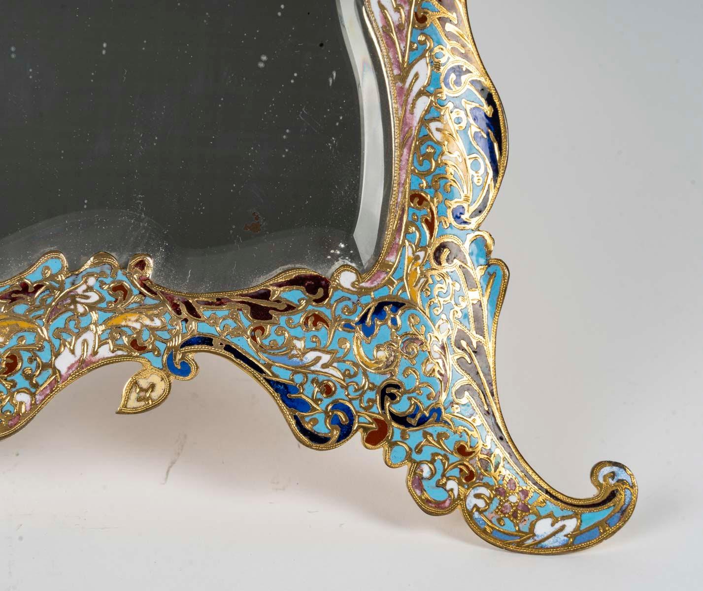 Table Mirror and its Two Vases, 19th Century, Napoleon III Period. For Sale 4