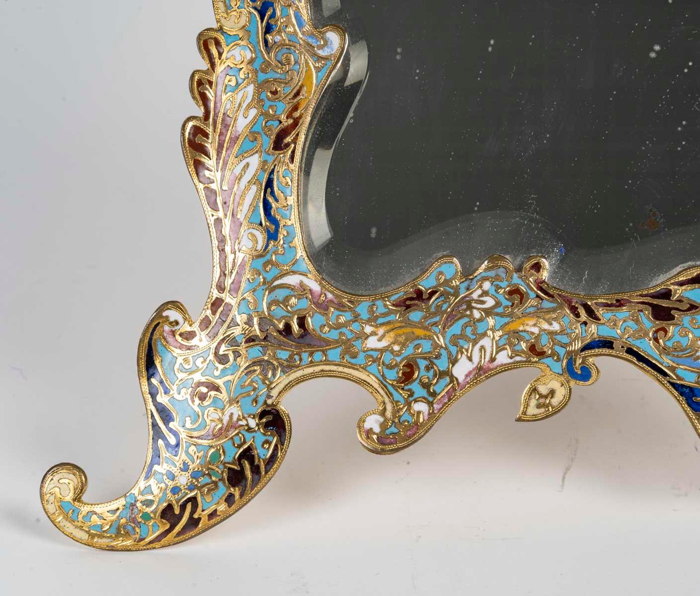 Table Mirror and its Two Vases, 19th Century, Napoleon III Period. For Sale 5