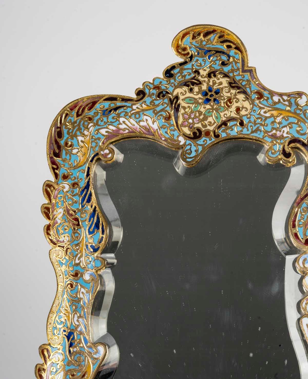 Table Mirror and its Two Vases, 19th Century, Napoleon III Period. For Sale 6