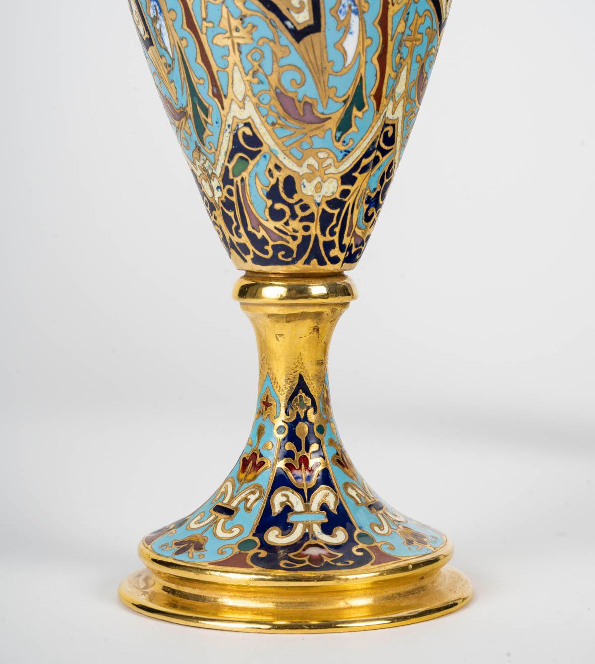Table Mirror and its Two Vases, 19th Century, Napoleon III Period. In Good Condition For Sale In Saint-Ouen, FR