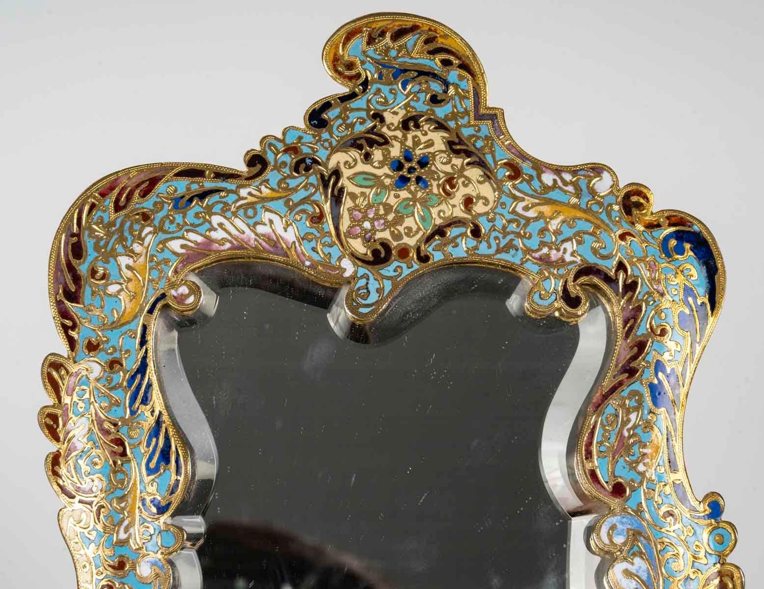 Table Mirror and its Two Vases, 19th Century, Napoleon III Period. For Sale 3