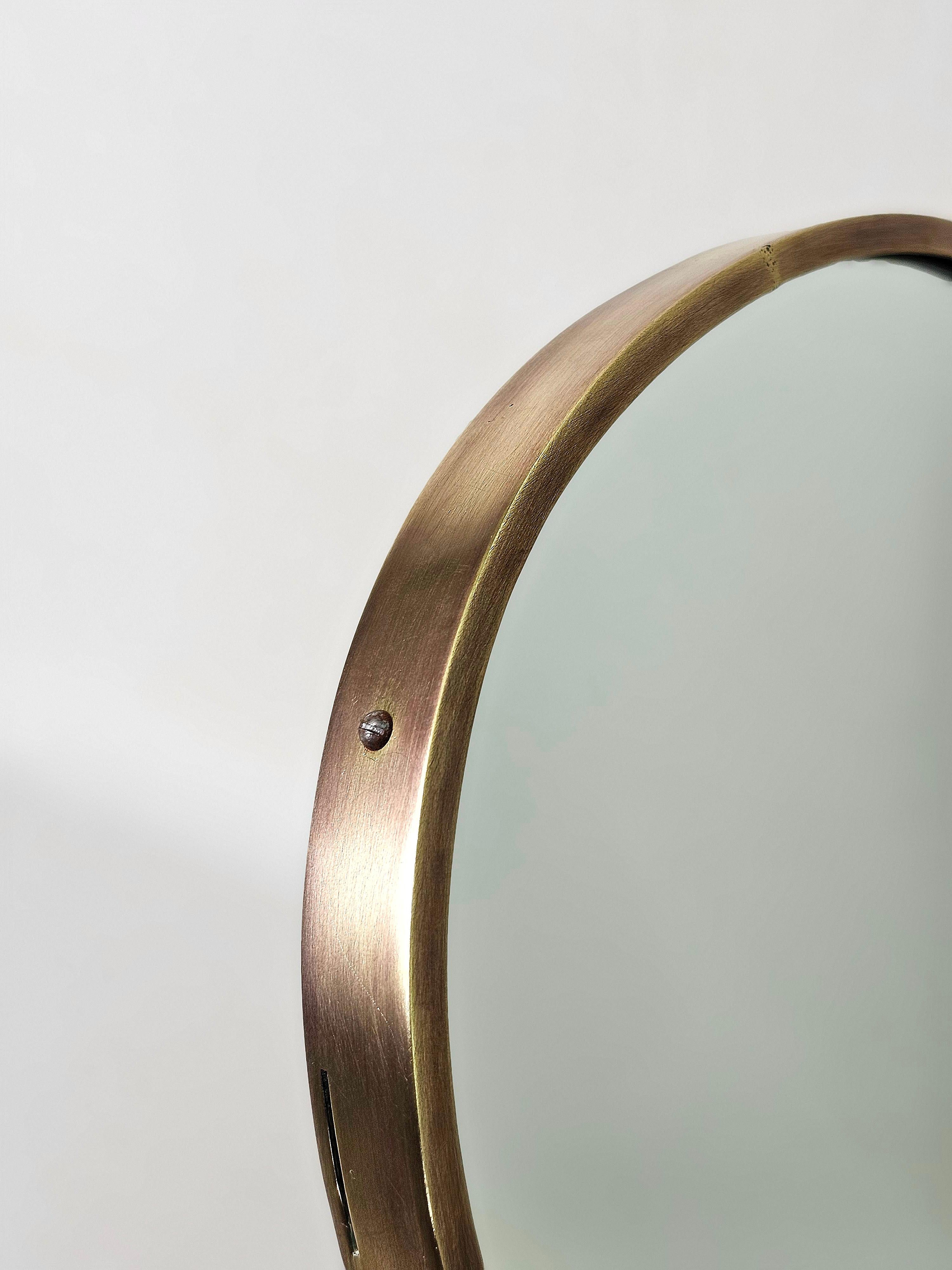 Table Mirror Brass Brushed Midcentury Modern Italian Design 1950s For Sale 5