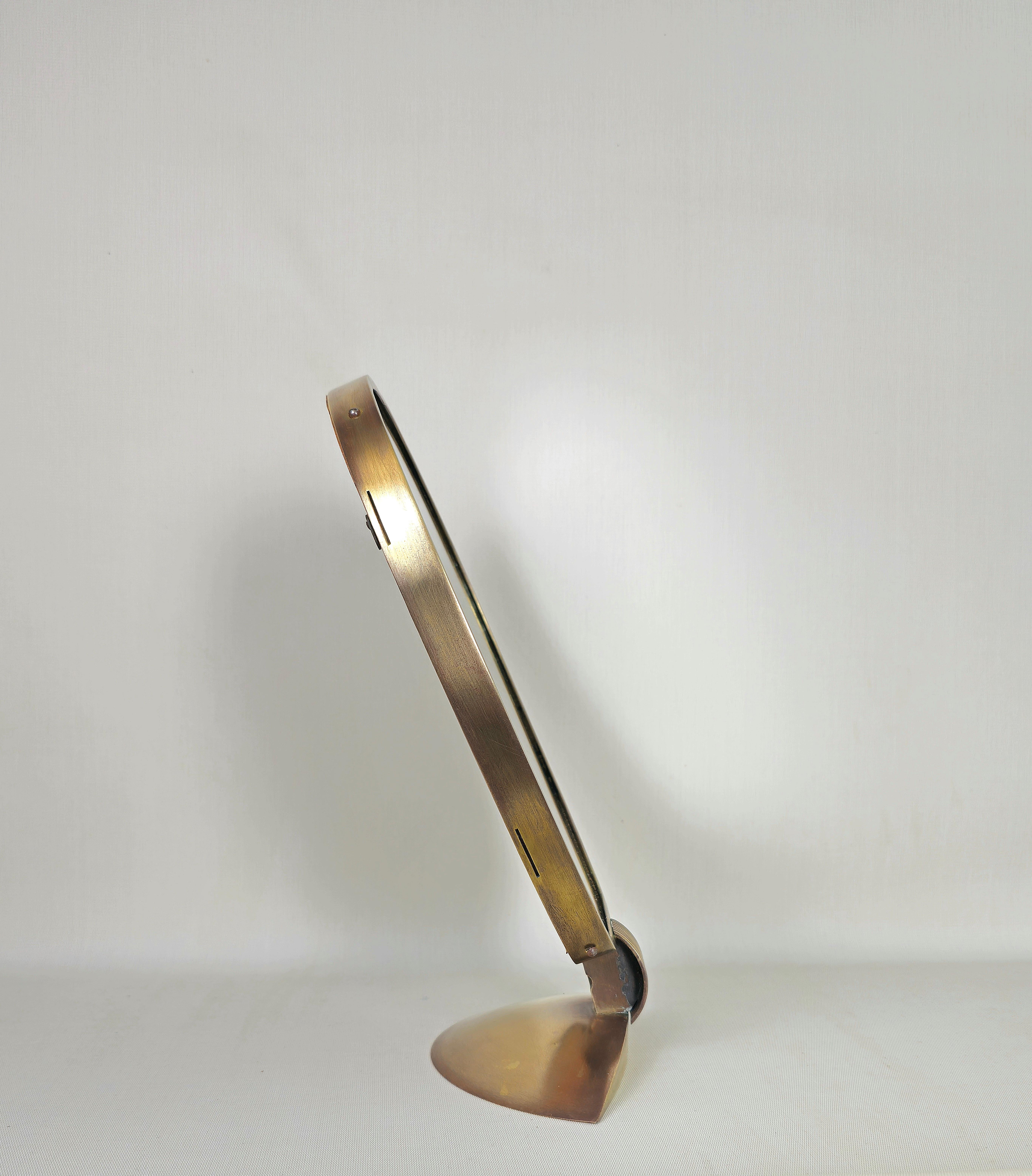 20th Century Table Mirror Brass Brushed Midcentury Modern Italian Design 1950s For Sale