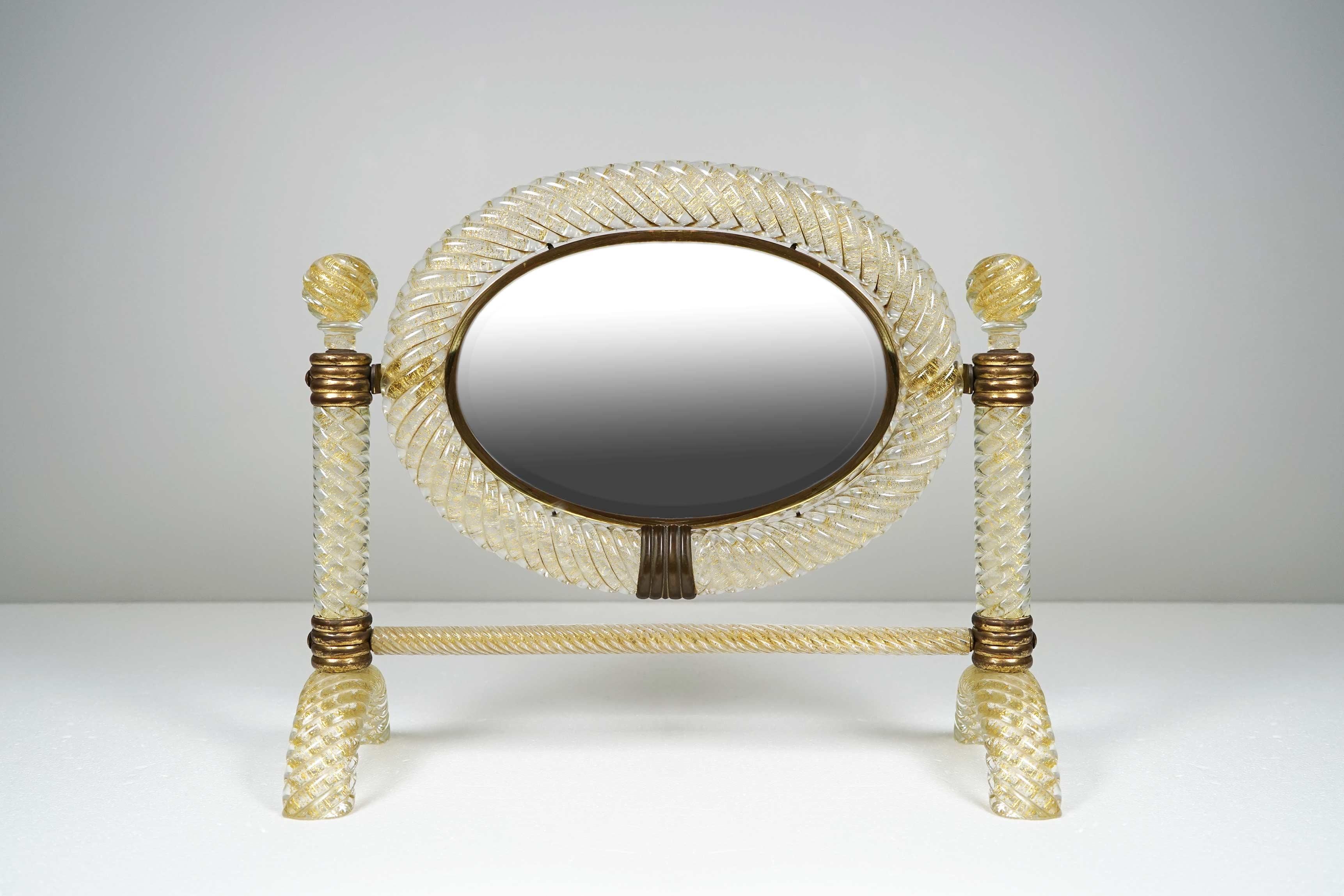 Italian Table Mirror by Archimede Seguso, circa 1940 For Sale