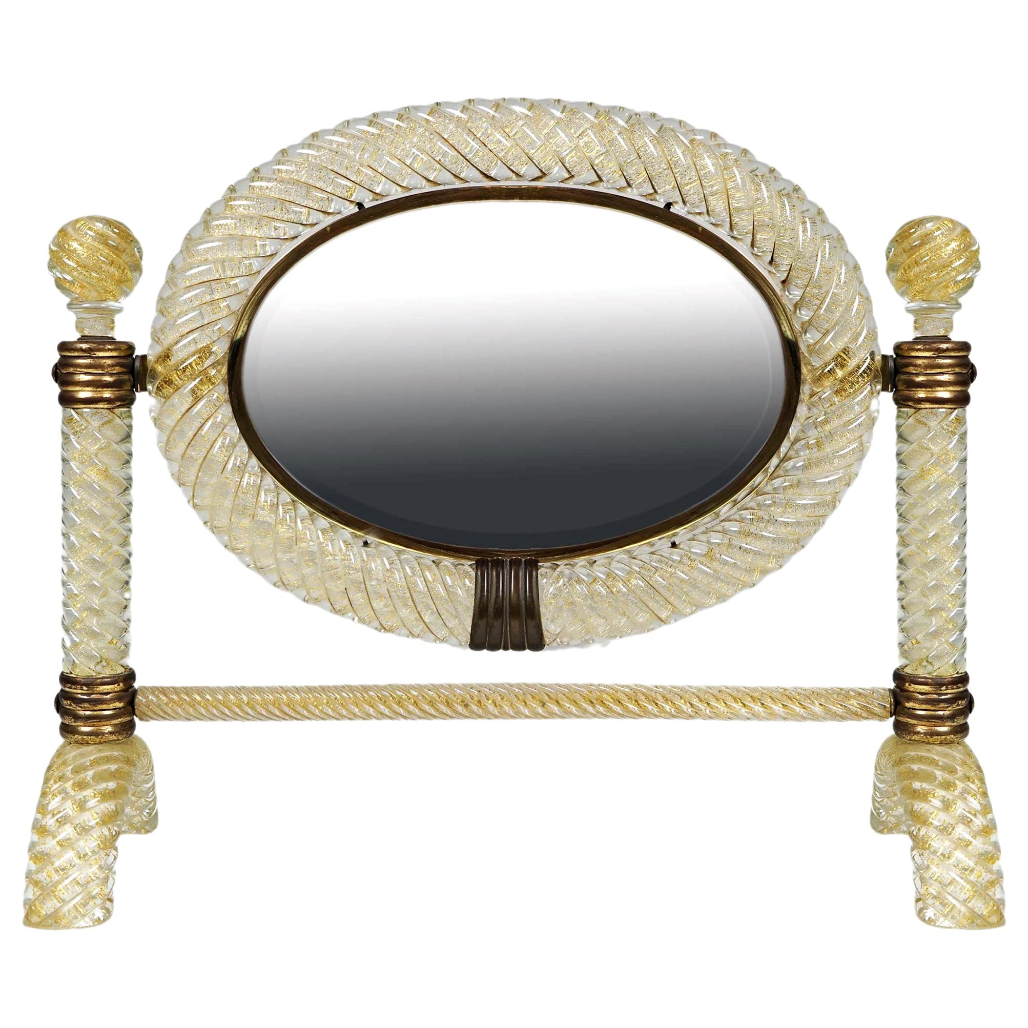 Table Mirror by Archimede Seguso, circa 1940 For Sale