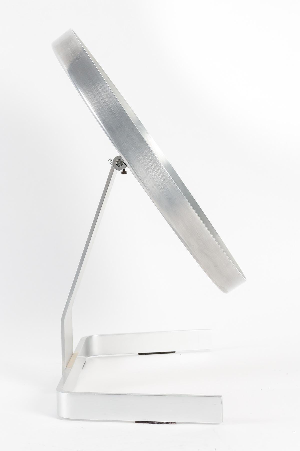 French Table Mirror by Pierre Vandel, 1970, Steel and Mirror. For Sale