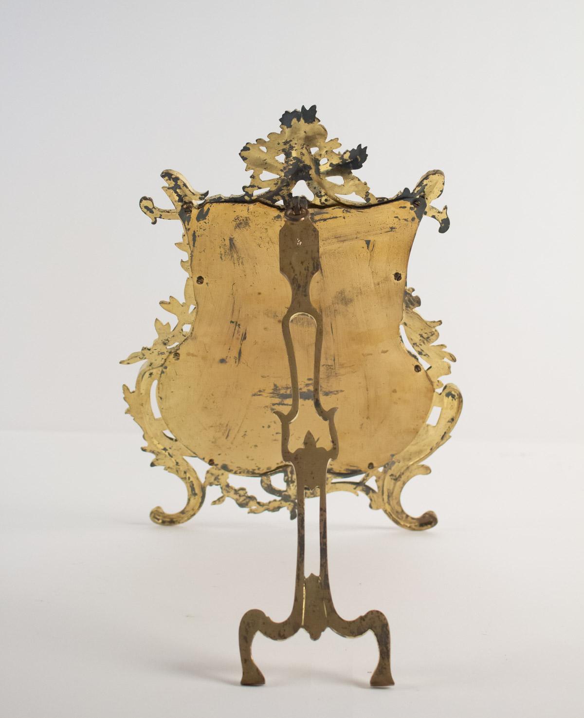 Bronze Miroir de table en bronze doré Original, Napoléon III, style Louis XV, 19ème siècle en vente