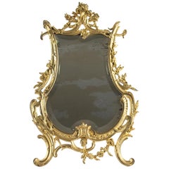 Espejo de Mesa Bronce Dorado Original, Napoleón III, Estilo Luis XV, Siglo XIX
