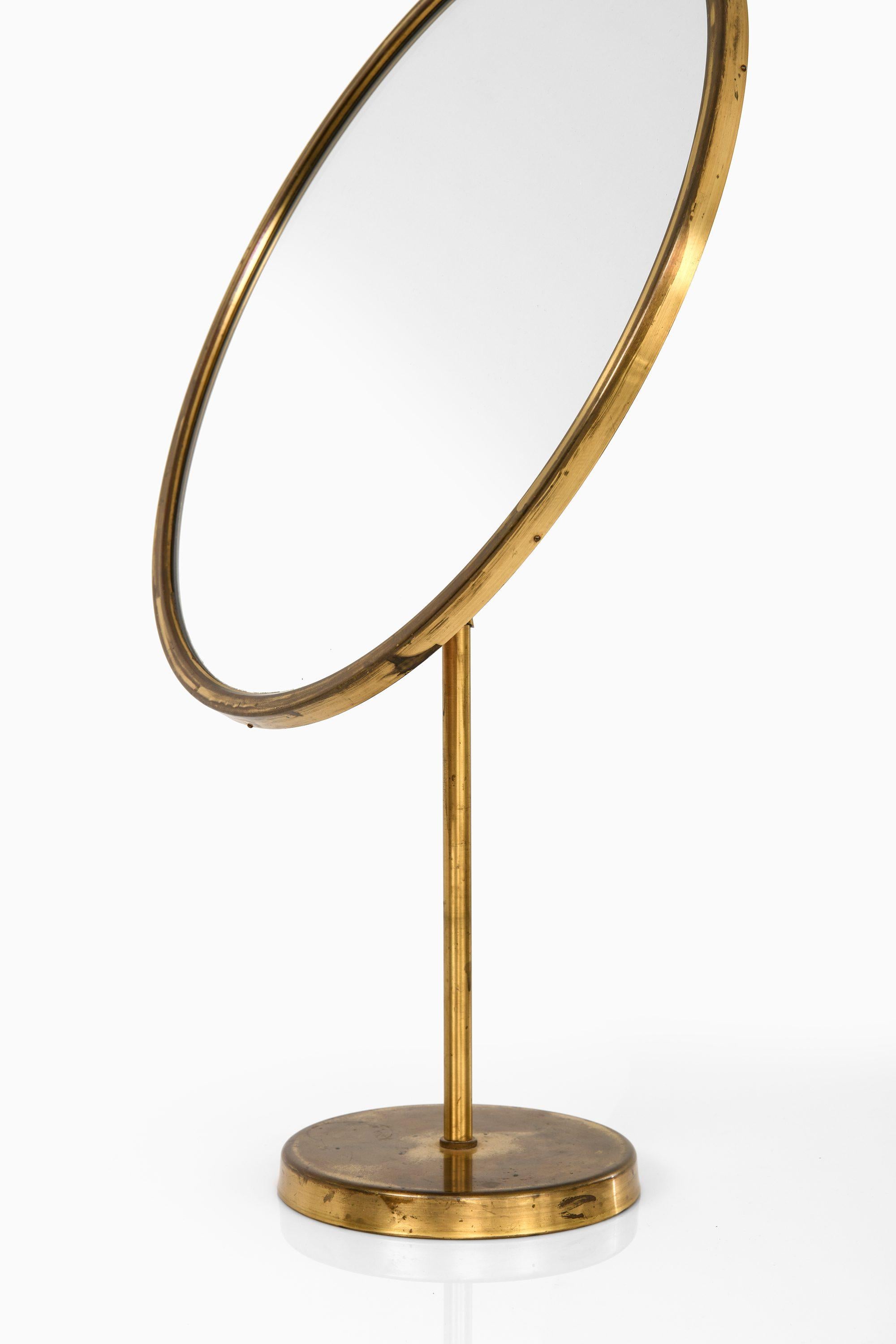 Swedish Table Mirror in Brass and Teak by Josef Frank, 1950's For Sale