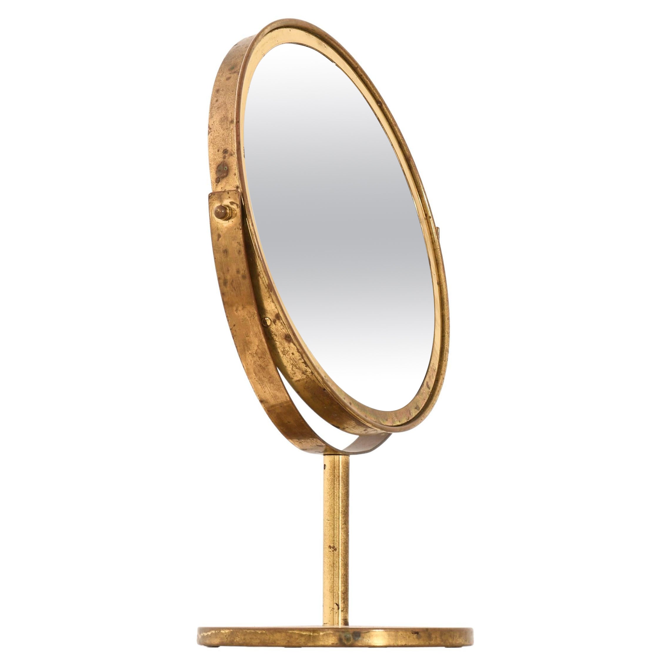 Miroir de table en laiton par Hans-Agne Jakobsson, années 1950 en vente