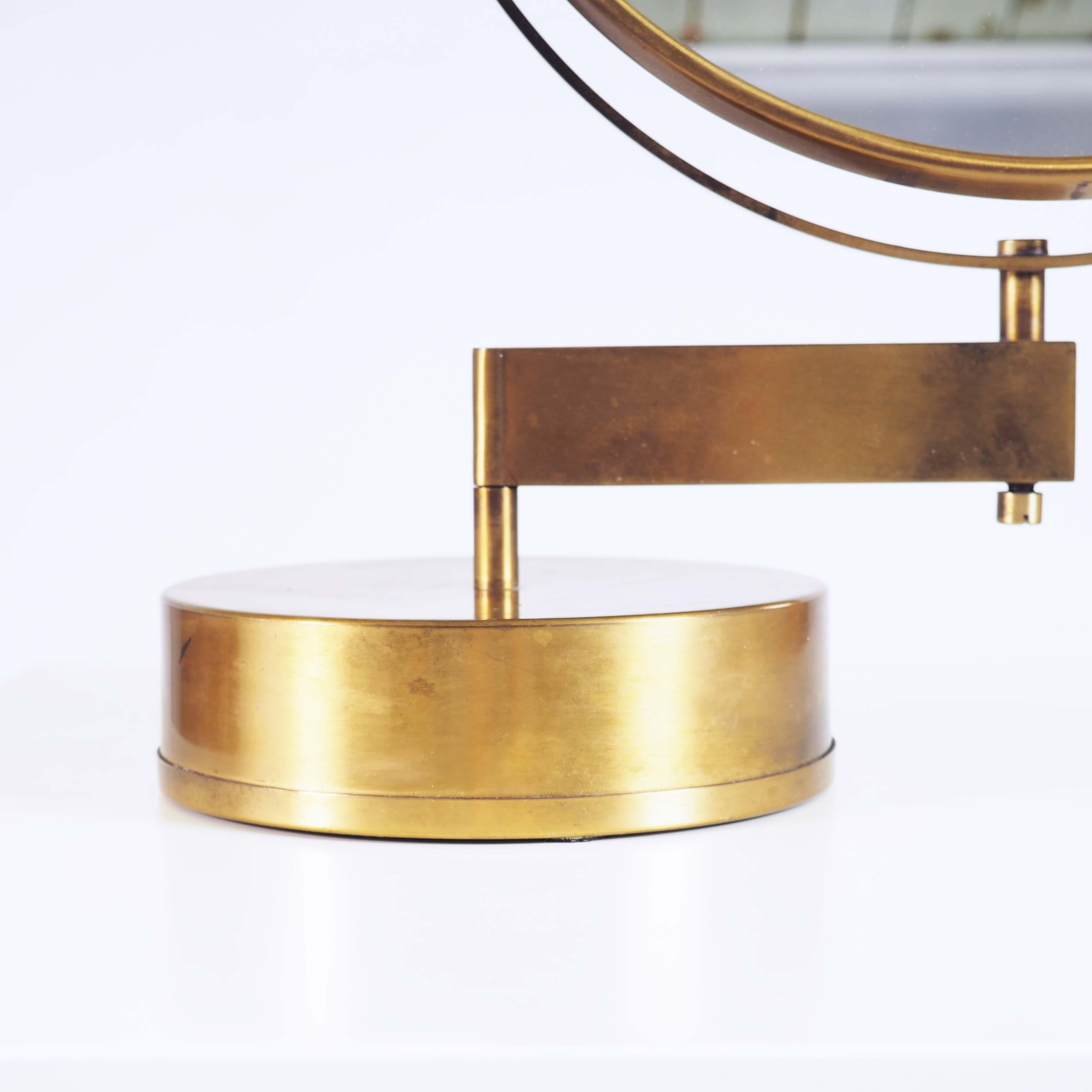 Scandinavian Modern Table Mirror in Brass by Hans-Agne Jakobsson, Markaryd, Sweden