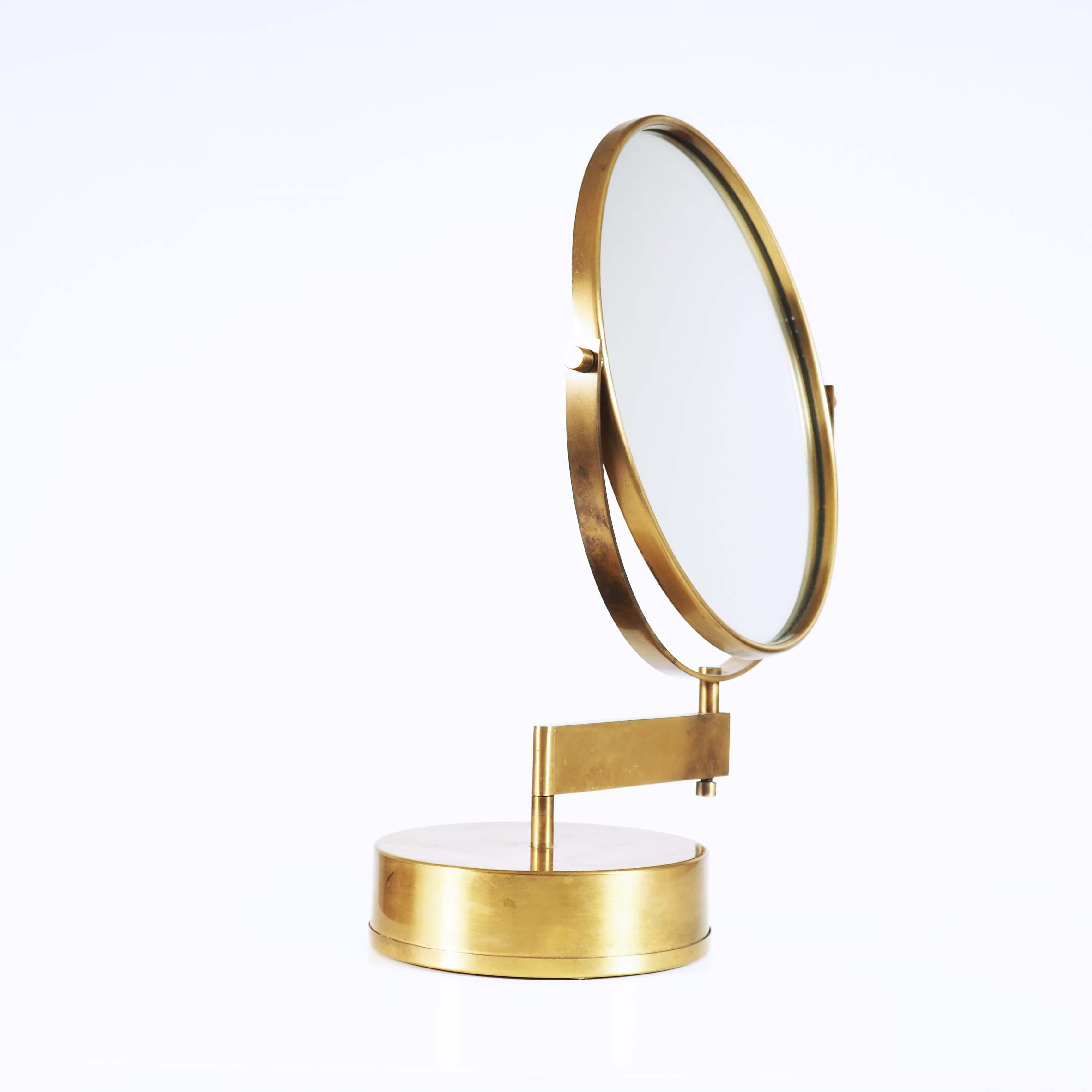 Swedish Table Mirror in Brass by Hans-Agne Jakobsson, Markaryd, Sweden