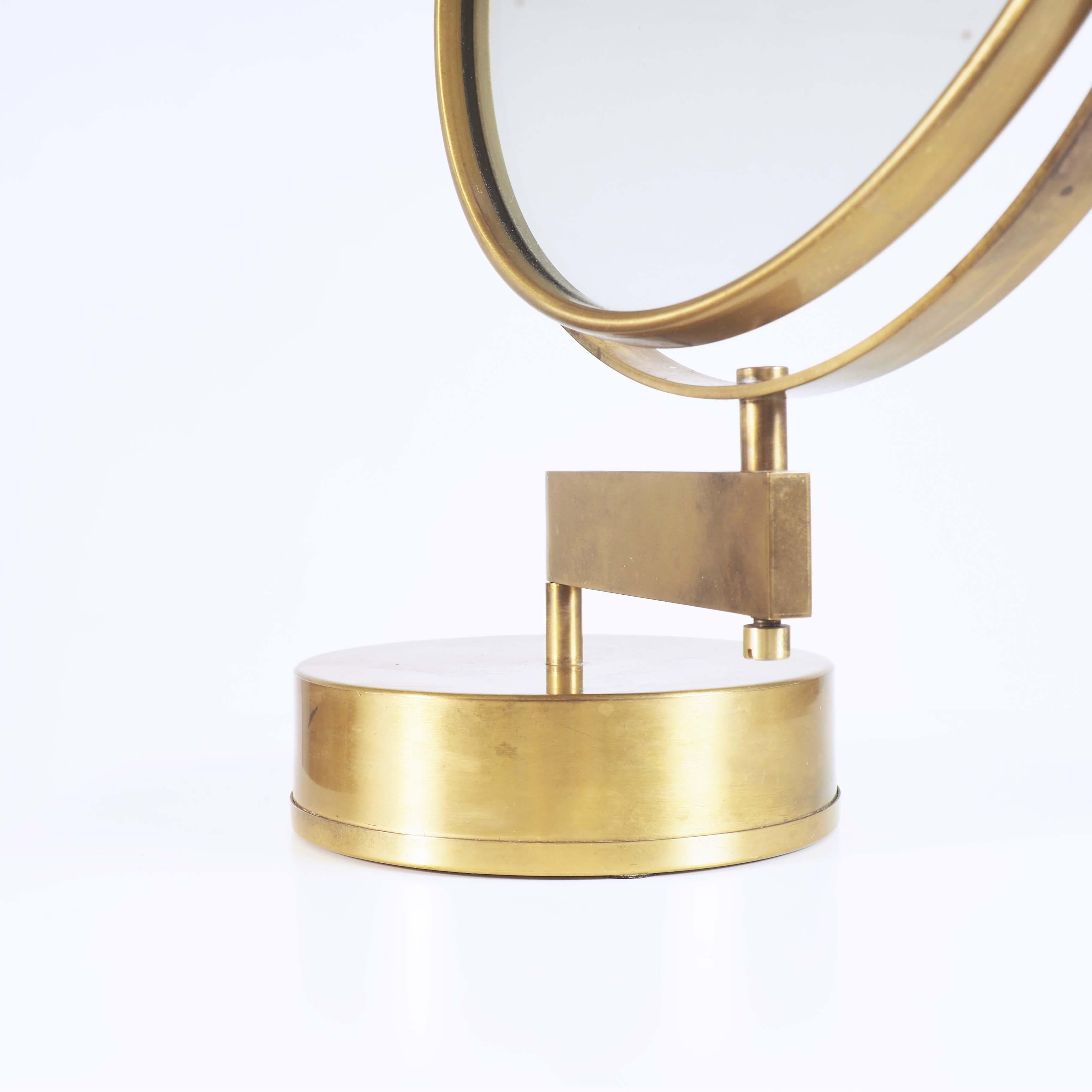 Table Mirror in Brass by Hans-Agne Jakobsson, Markaryd, Sweden In Good Condition In Goteborg, SE