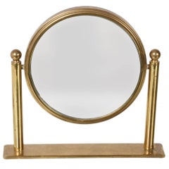 Table Mirror in Brass, Double-Sided Vanity, Adjustable and Magnified